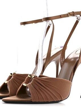 SAINT LAURENT Lola Dark Cappuccino 110mm Sandals Size 39 US 9
